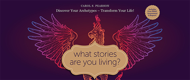 dark purple book cover with a phoenix rising titled What Stories Are You Living